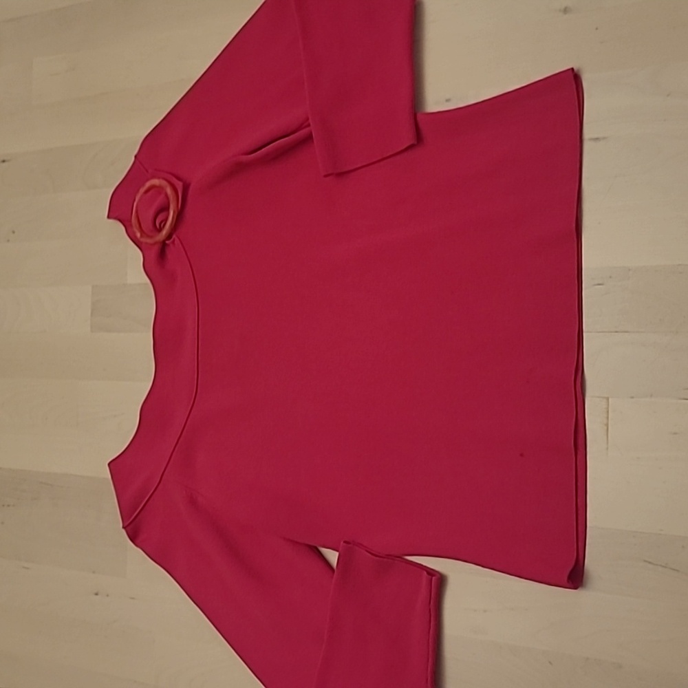 Y2K Rafaella Peities Bright Pink Boatneck  Blouse with Round Neckline Detail